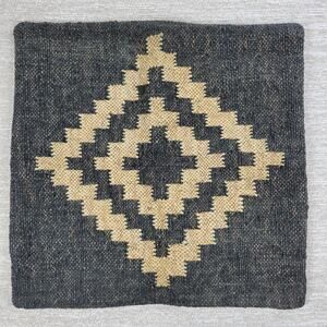 Vintage Raw Wool Pillow Cover 17" Square Woven Southwest Diamond NWOT